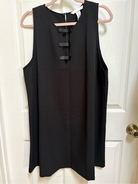 H&M Black Sleeveless Mini Dress with Front Bow Tabs